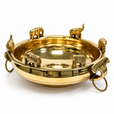 Elephant Brass Urli Bowl With Handle - Small
