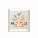 Selenite Square Box – 7 Chakra Symbol with Meditating Figure (Small)