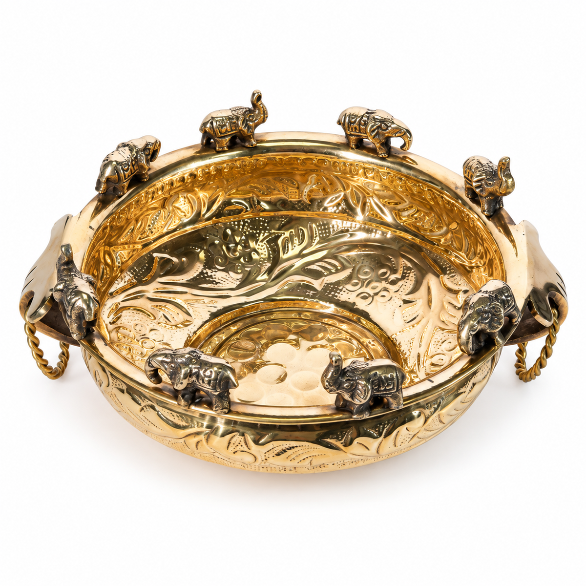 Elephant Embossed Brass Urli Big