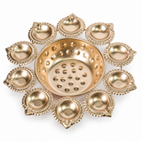 10 Diya Flower Urli With Center Bowl
