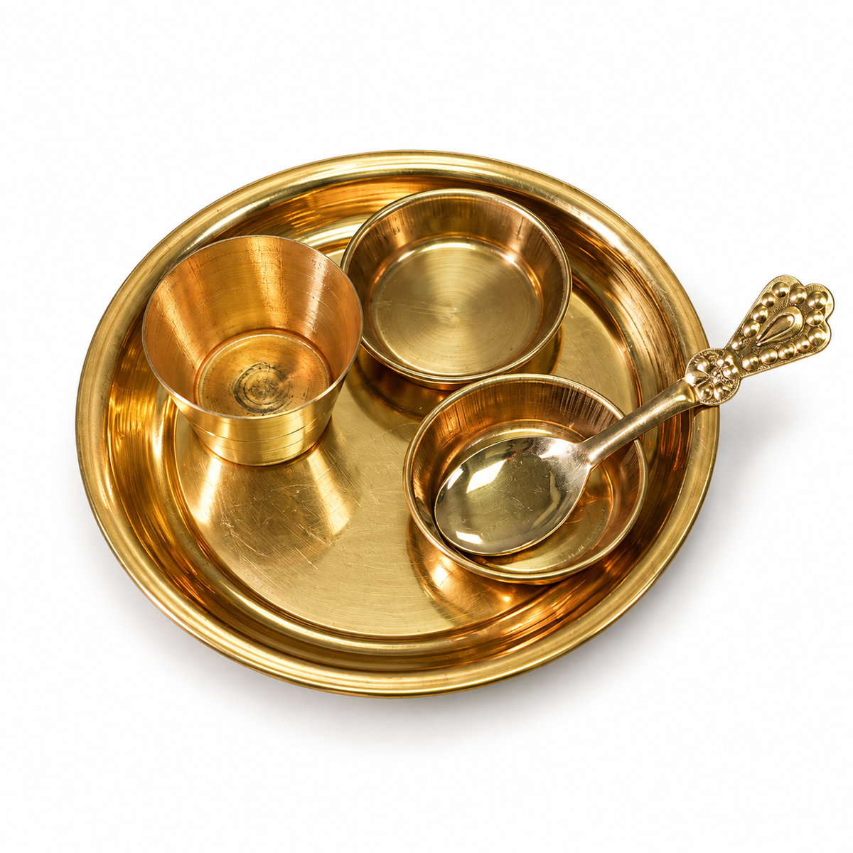 Brass Mini Pooja Thali Set 4 Inch