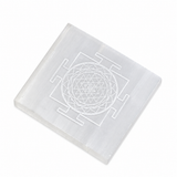 Selenite Square Plate – Shri Yantra Engraved