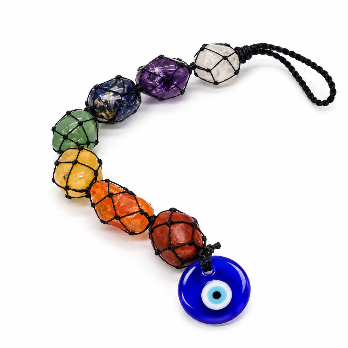 7 Chakra Tumble Hanging with Evil Eye Hanging Wand