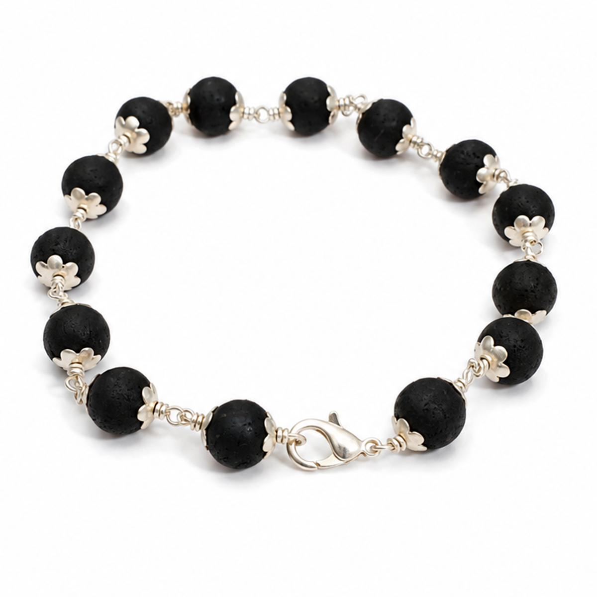 Natural Karungali Silver Plated Bracelet – 8 MM