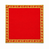 Red Velvet Puja Aasan with Golden Border – 15x15 Inch