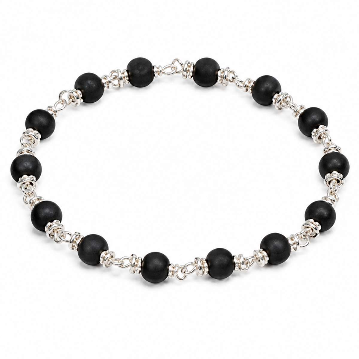 Natural Karungali Silver Plated Bracelet – 6 MM