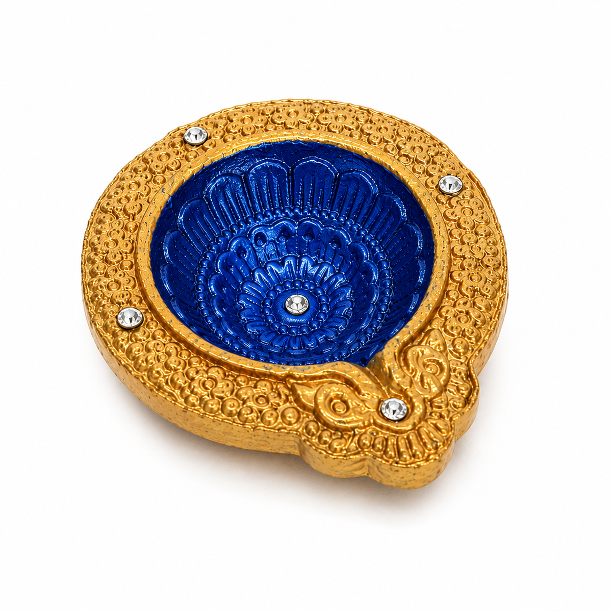 Handpainted Mandala Carved Terracotta Diya – Royal