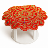 Velvet Swastik Puja Aasan with Jari Work – 16x16 Inch