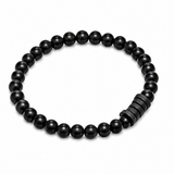 Natural Black Matte Karungali Wood Bracelet with Damru Bead – 6 MM