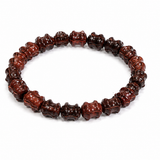 Natural Carved Red Wood Lotus Bead Bracelet – 12 MM