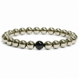 Golden Hematite Bracelet with Black Obsidian Accent – 8 MM