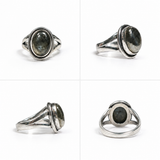 Natural Pyrite Stone Ring – Silver Finish