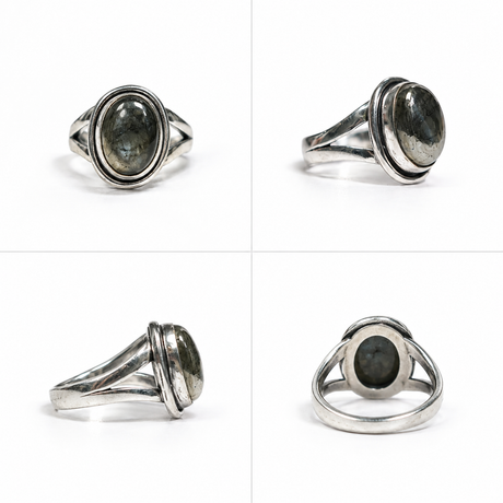 Natural Pyrite Stone Ring – Silver Finish