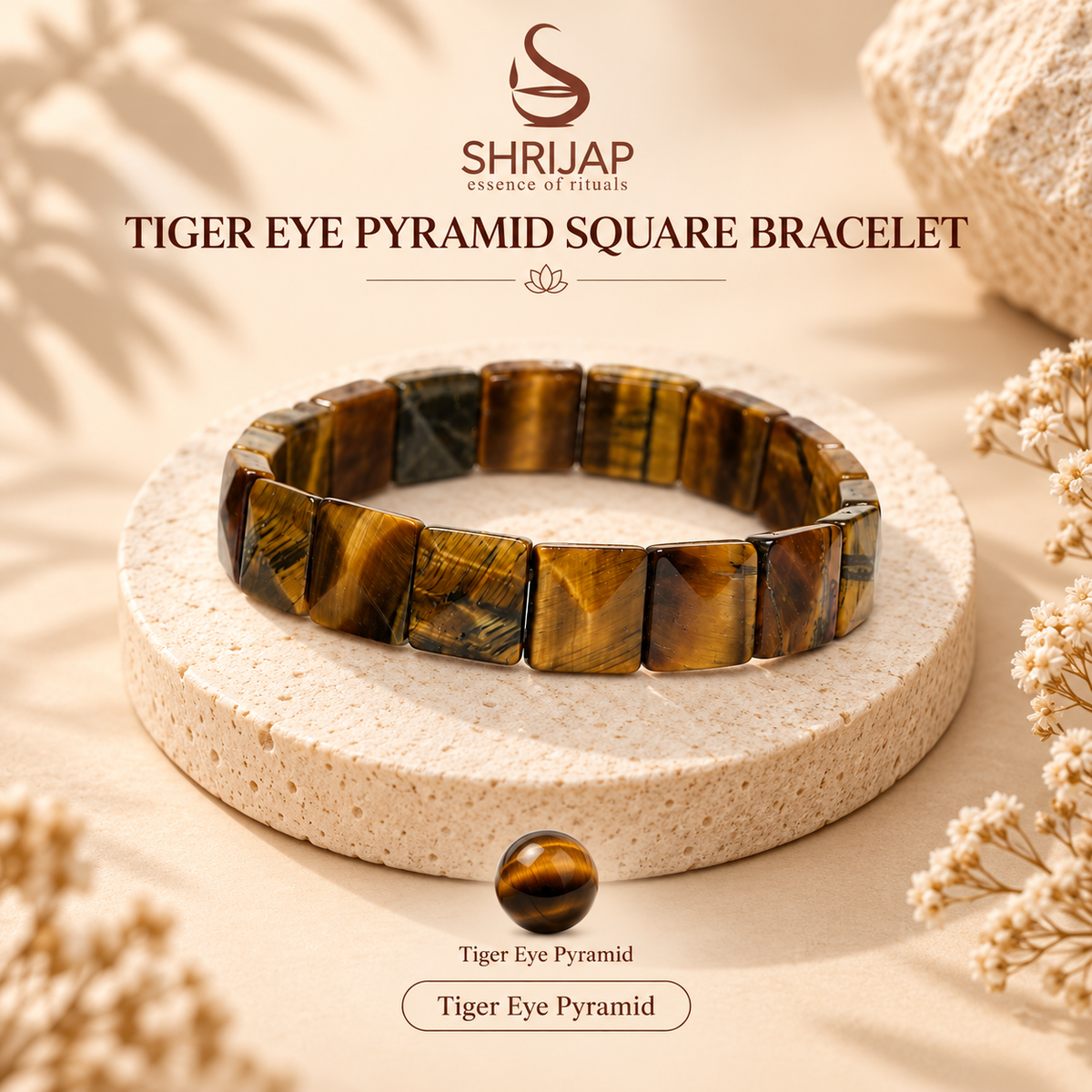 Tiger Eye Pyramid Square Bracelet