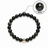 Black Obsidian Bracelet with Golden Hematite Accent – 8 MM