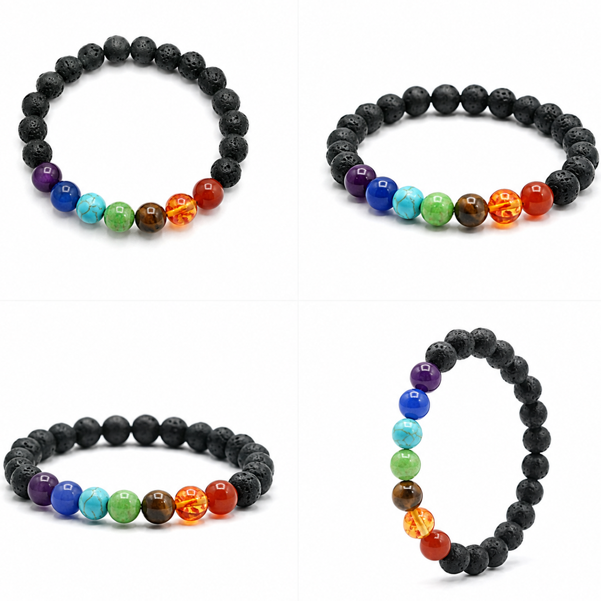 Natural 7 Chakra Lava Stone Bracelet – 8 MM