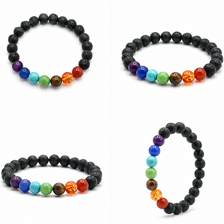 Natural 7 Chakra Lava Stone Bracelet – 8 MM
