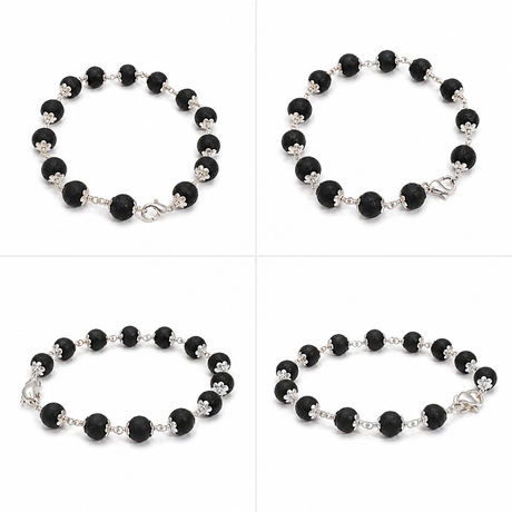 Natural Karungali Silver Plated Bracelet – 8 MM