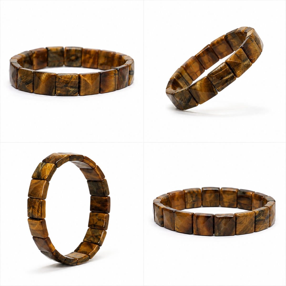 Tiger Eye Pyramid Square Bracelet