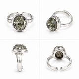 Raw Natural Pyrite Druzy Ring – Silver Finish