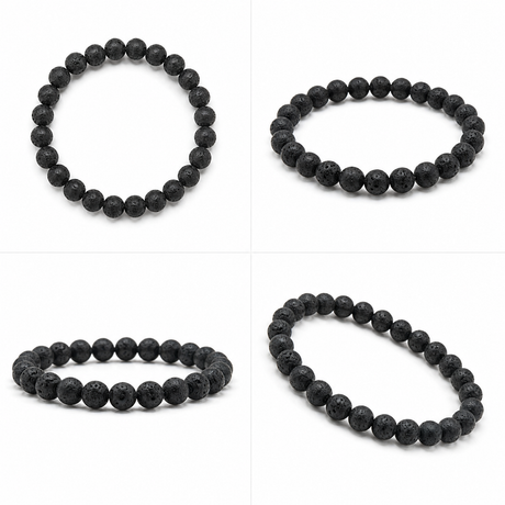 Natural Black Lava Stone Bracelet – 8 MM