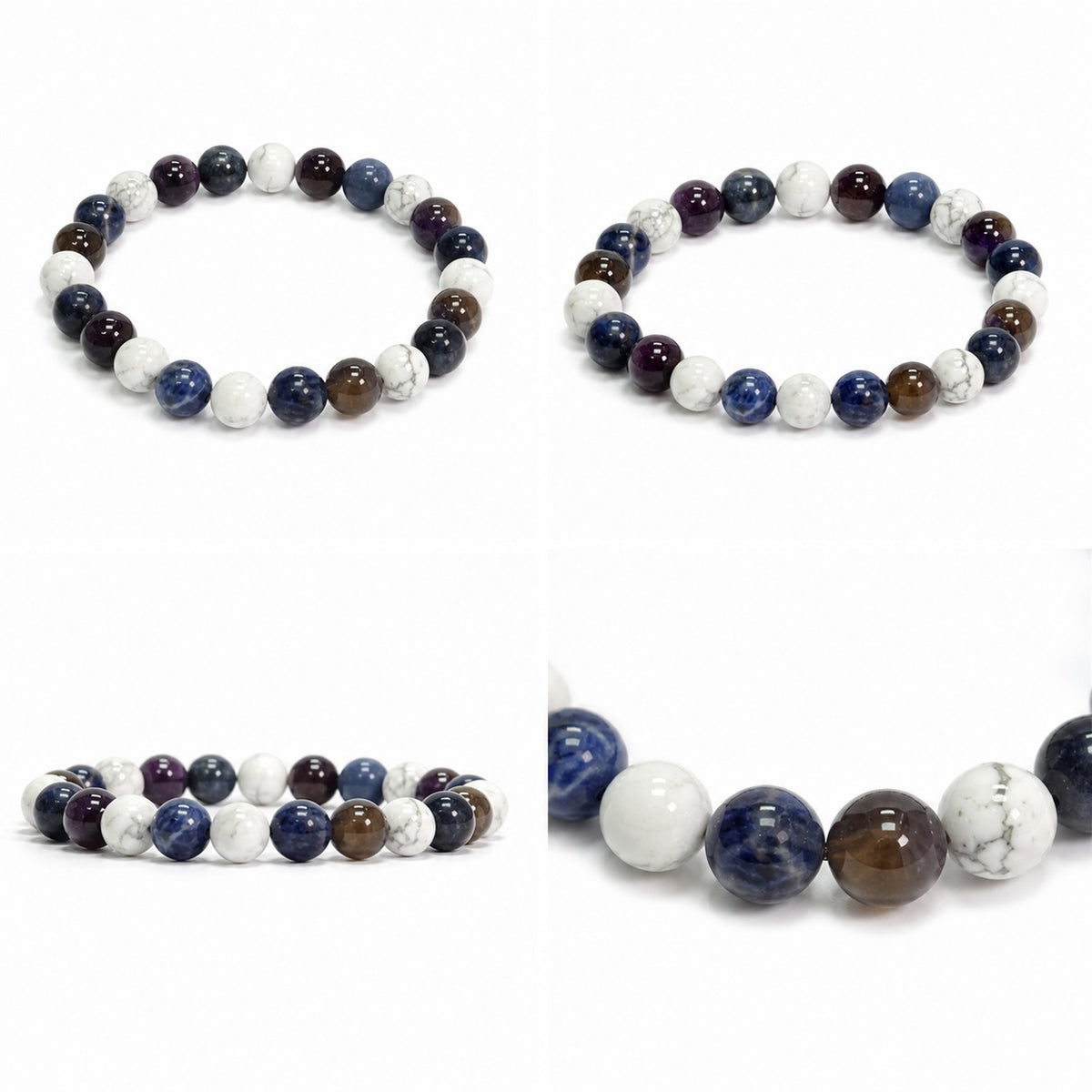 Multi Stone Round Bracelet – Howlite, Sodalite & Amethyst – 8 MM