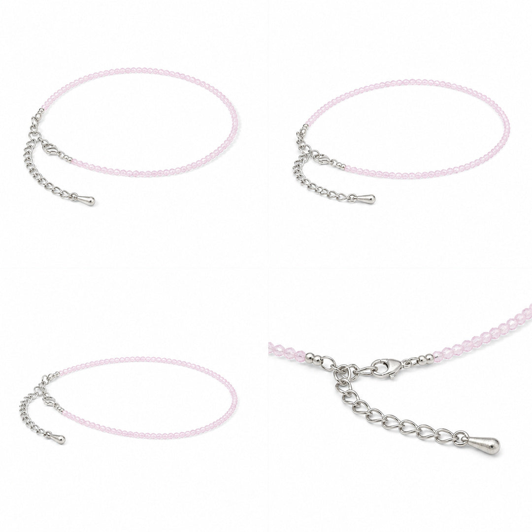 Natural Rose Quartz Beaded Anklet