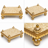 Golden Jari Work Puja Bed – 5x8 Inch