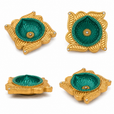 Handpainted Lotus Terracotta Diya – Royal