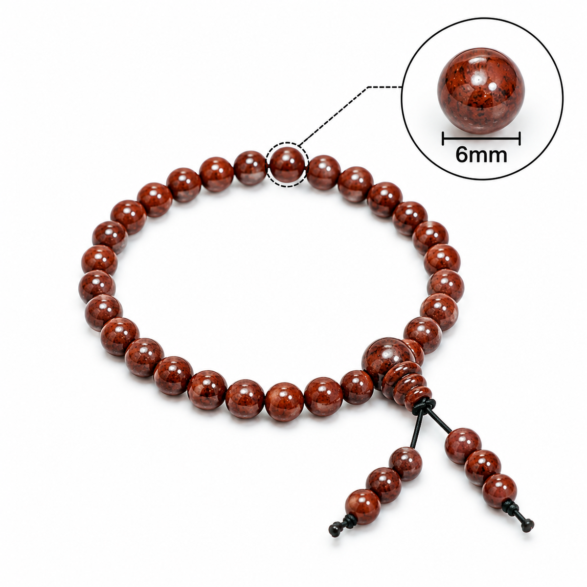 Natural Red Sandalwood Bracelet with Latkan – 6 MM