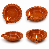 Border Carved Terracotta Diya – Classic