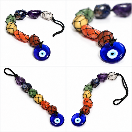 7 Chakra Tumble Hanging with Evil Eye Hanging Wand