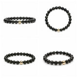 Black Obsidian Bracelet with Golden Hematite Accent – 8 MM