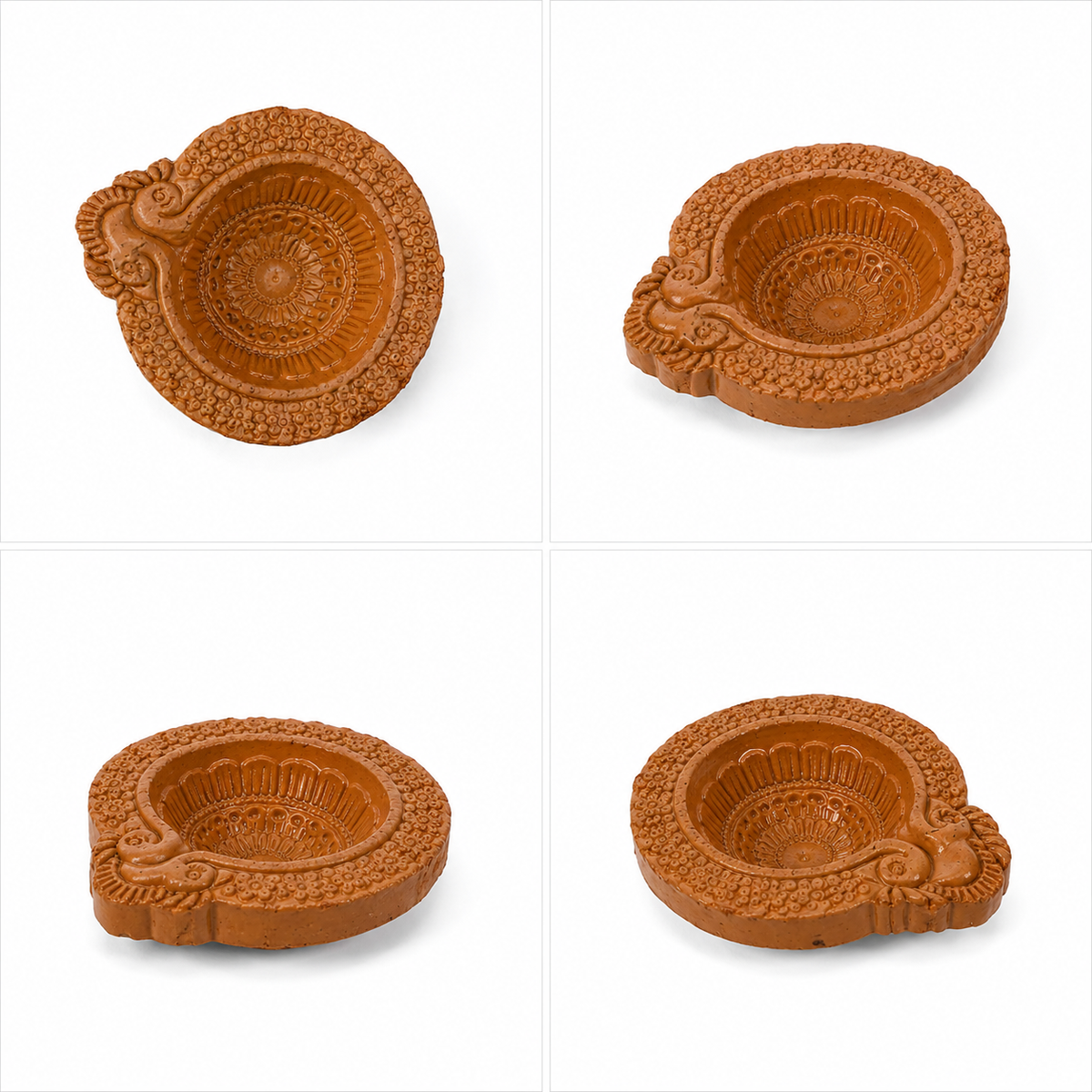 Mandala Carved Terracotta Diya – Classic