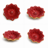Handpainted Sunflower Carved Terracotta Diya – Royal