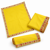 Yellow Velvet Puja Aasan with Golden Border – 20x30 Inch