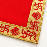 Red Velvet Puja Aasan with Golden Border – 10x10 Inch