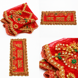 Royal Red Jai Mata Di Jari Embroidered with Swastik Work – 6x15 Inch