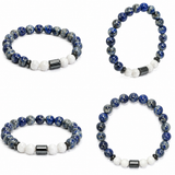 Natural Lapis Lazuli White Stone Harmony with Hematite Bracelet