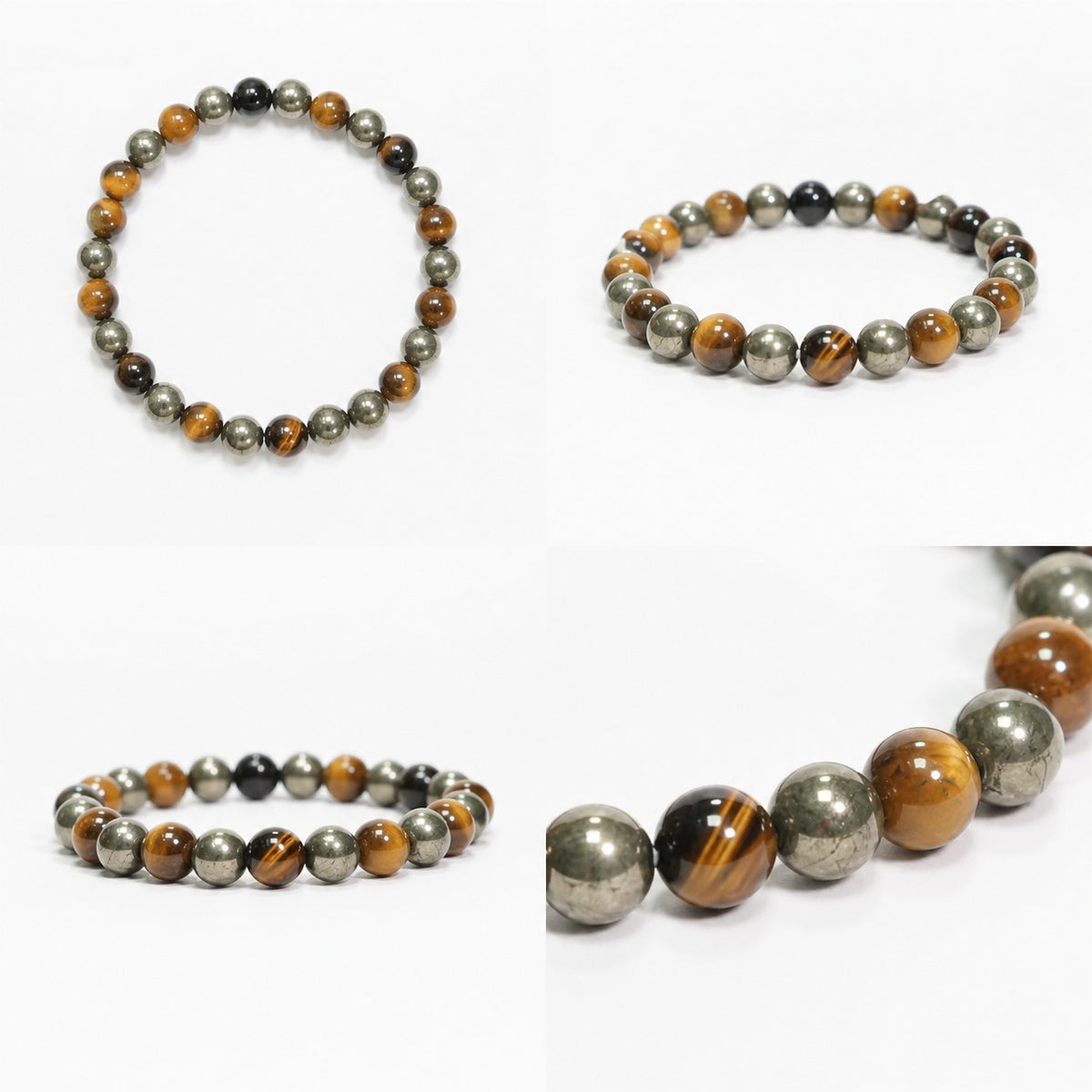 Tiger Eye & Pyramid Combination Bracelet – 8 MM