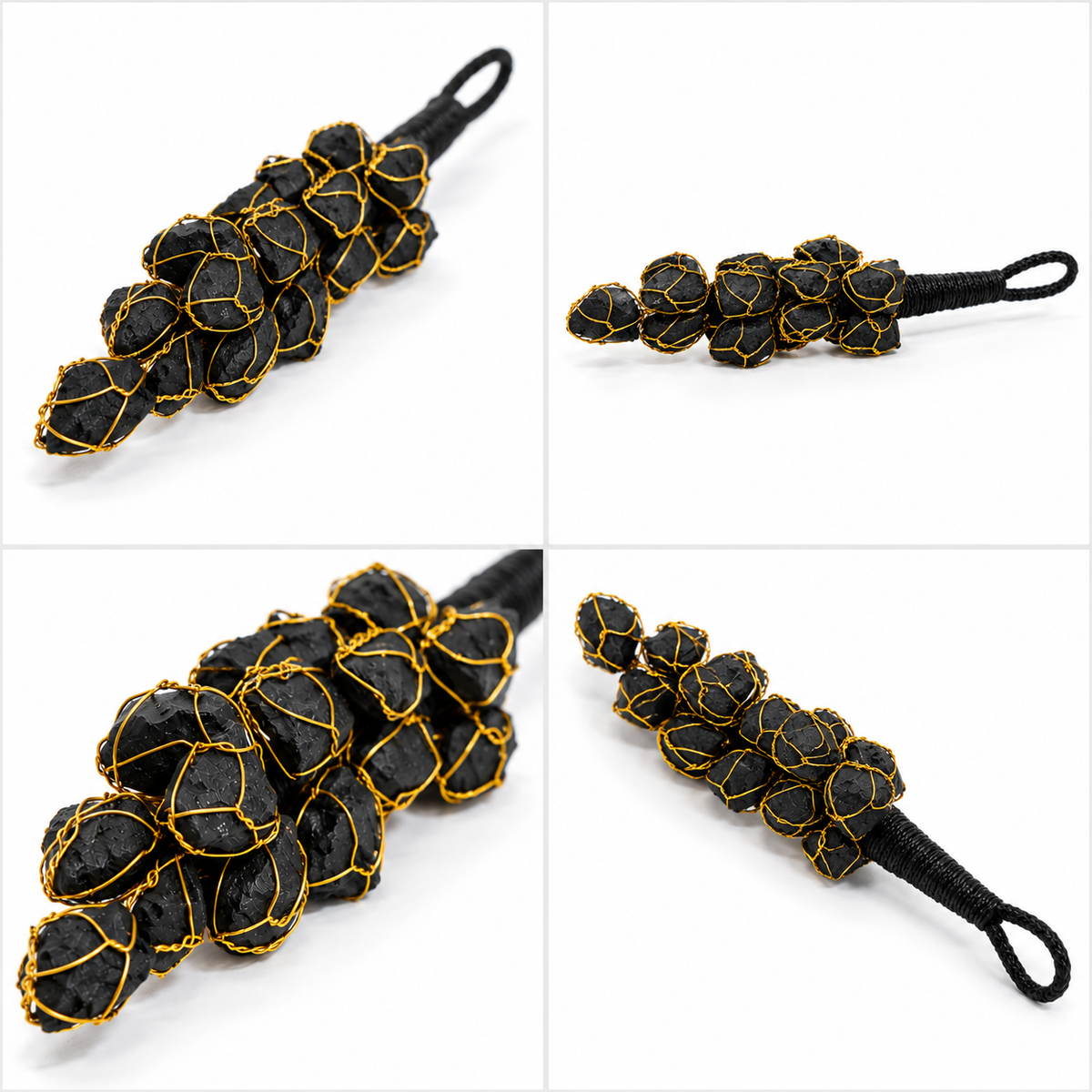 Raw Black Tourmaline Cluster Hanging Wand
