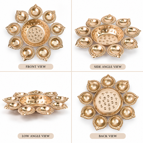 10 Diya Flower Urli With Center Bowl