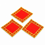 Red Velvet Puja Aasan with Golden Border – 5x5 Inch