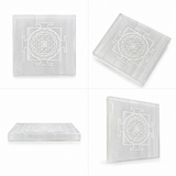 Selenite Square Plate – Shri Yantra Engraved