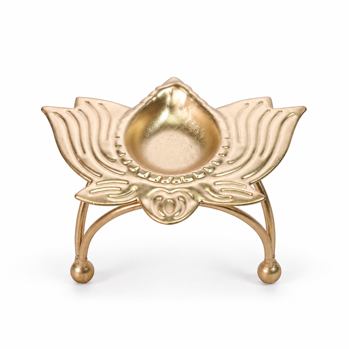 Tripod Lotus Brass Diya
