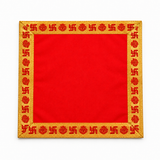 Red Velvet Puja Aasan with Golden Border – 12x12 Inch