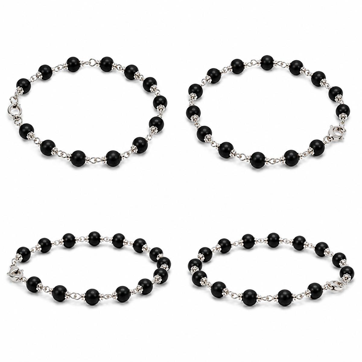 Natural Karungali Silver Plated Bracelet – 6 MM