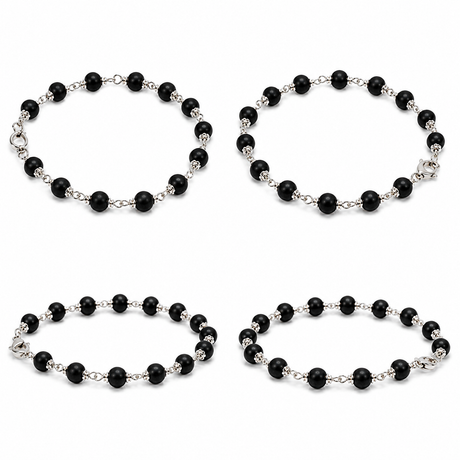 Natural Karungali Silver Plated Bracelet – 6 MM