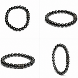 Natural Black Matte Karungali Wood Bracelet with Damru Bead – 8 MM
