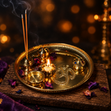 Om Engraved Pooja Thali With 5 Items